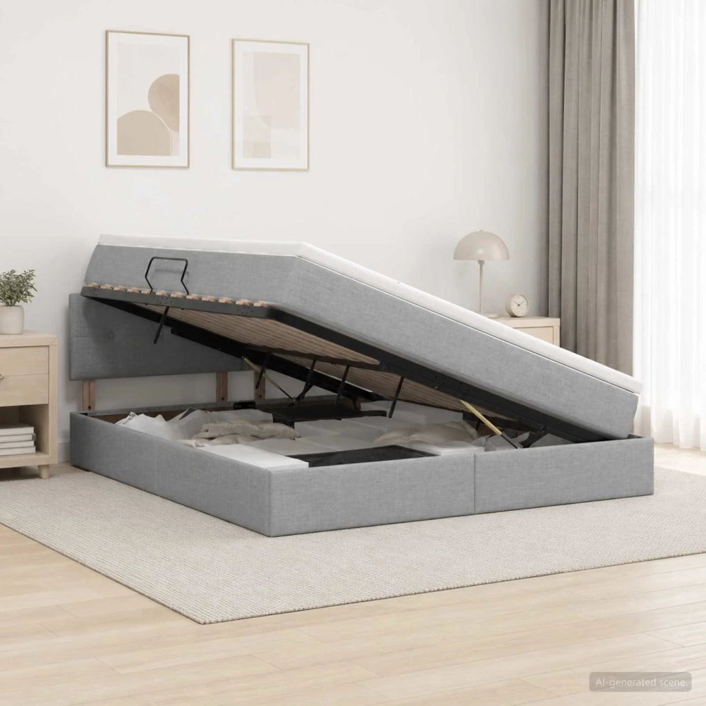 Letto con contenitore LED e materasso Grigio Chiaro 3459072