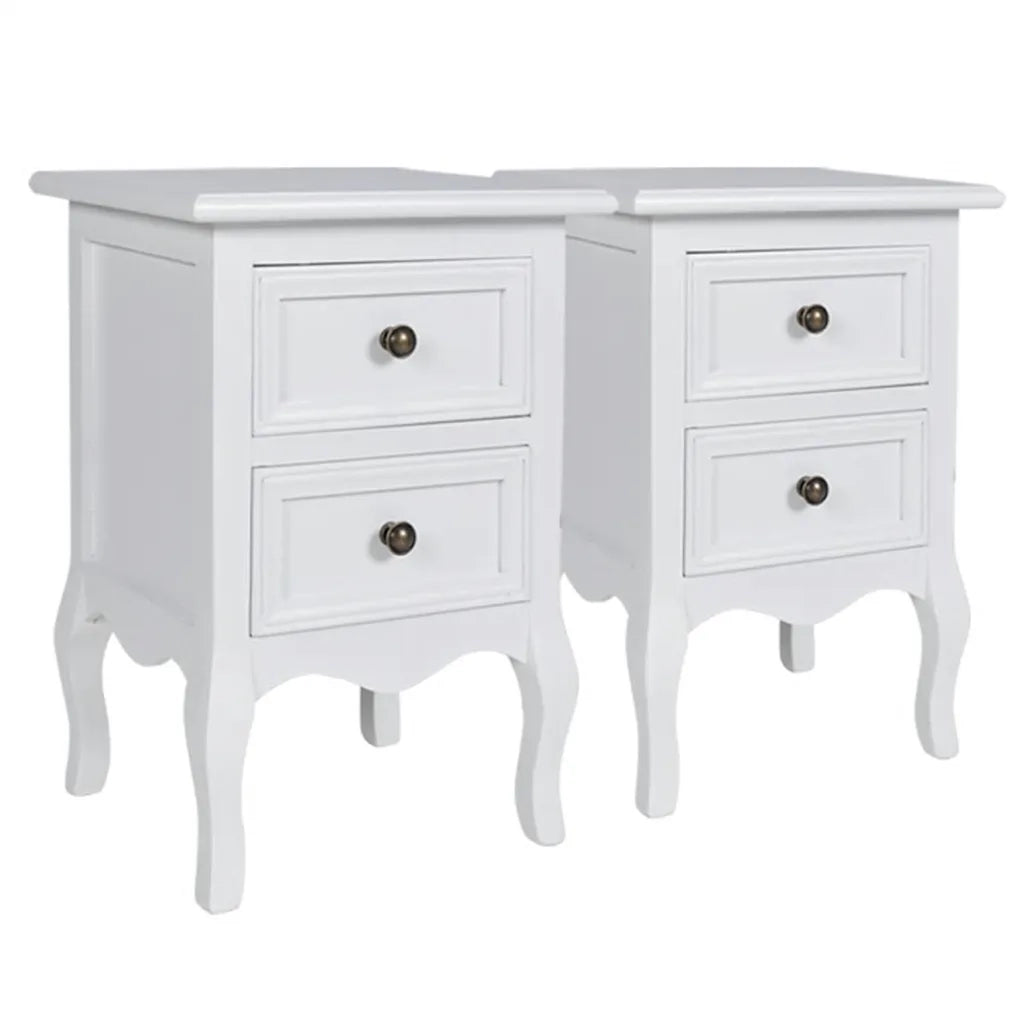 Set Comodini con 2 Cassetti 4 pz in MDF Bianchi