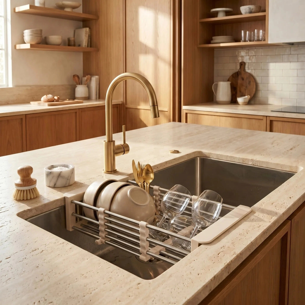 Scolapiatti Telescopico Per Lavello Rea P14487b Beige