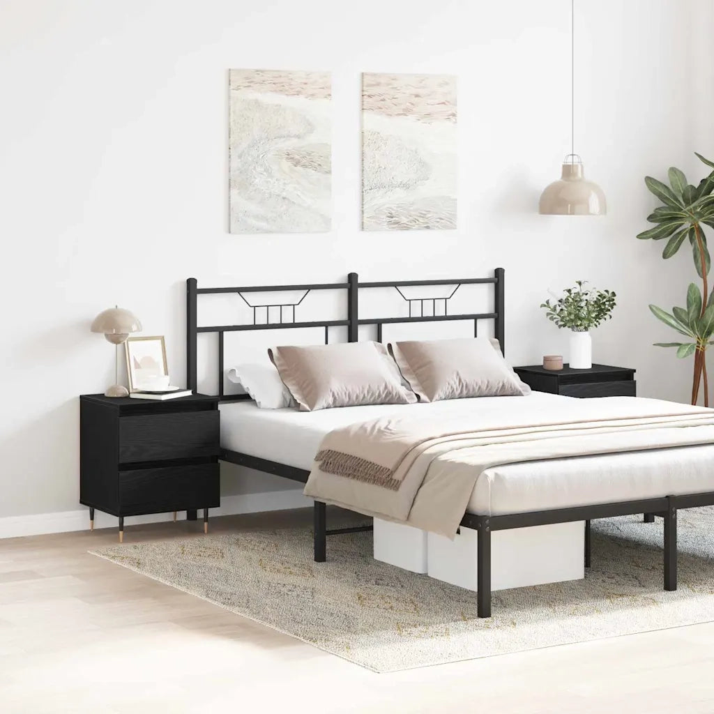 Set di 2 Comodini | Armadio da Notte | Mobiletto da notte con cassetto Rovere Nero 40 x 35 x 50 cm