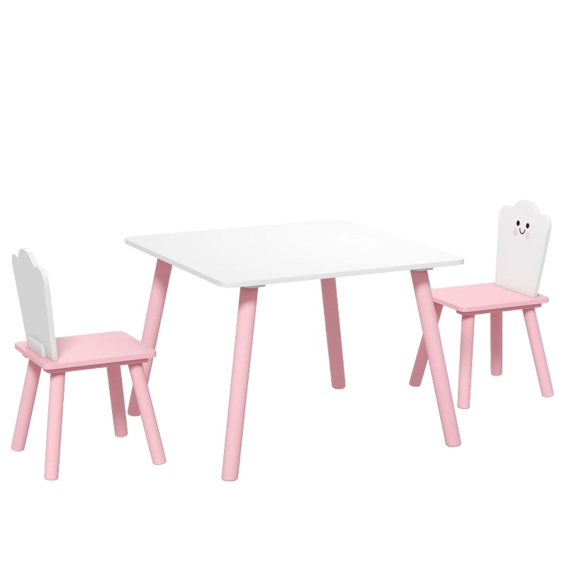 Set Tavolo e 2 Sedie per Bambini ¨C Minimal ¨C Rosa e Bianco