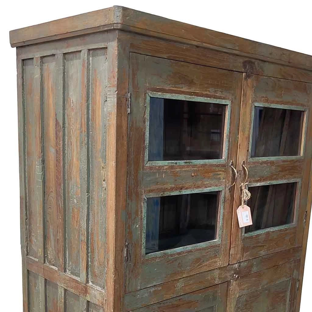 Vetrina artigianale in legno marrone 102x56x155h cm