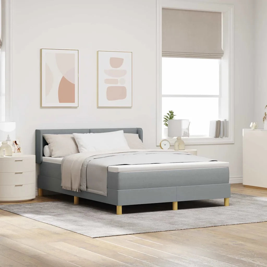Letto a molle Grigio chiaro 190 x 140 cm Poliestere