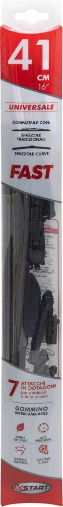 "Spazzola tergicristallo singola Fast 41 cm - 16"", per spazzole tradizionali e curve"