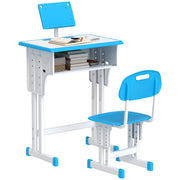 Scrivania e sedia per bambini con leggio portapenne gancio e cassetto 60x45x90-102 cm ¨C Xylo ¨C Blu