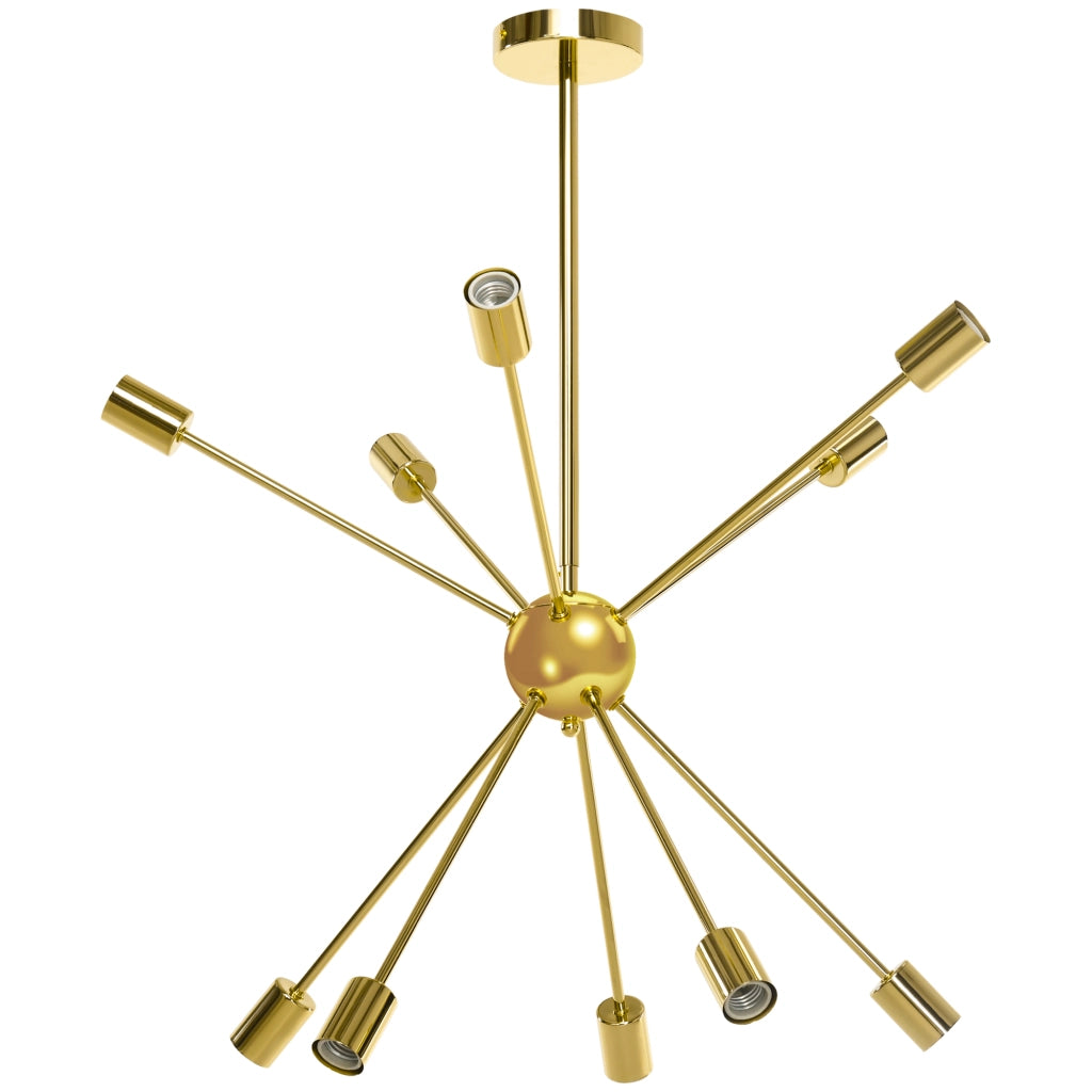 Easycomfort Lampada a Sospensione in Metallo Oro con 10 Luci per Cucina, Soggiorno e Camera da Letto, 65x65x78.5 cm