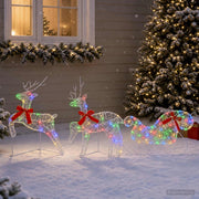 Renna di Natale con slitta 3 pz 60 LED Multicolore 42049687