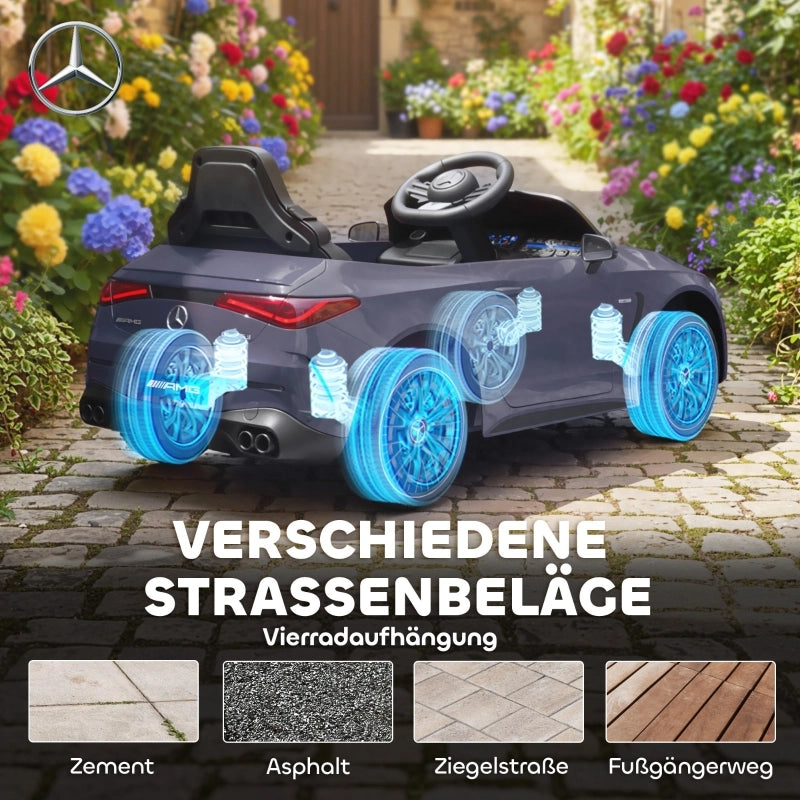 Macchina elettrica per bambini, design Mercedes, motore 12V, telecomando, luci a LED, musica, per bambini dai 3 ai 6 anni, colore grigio.