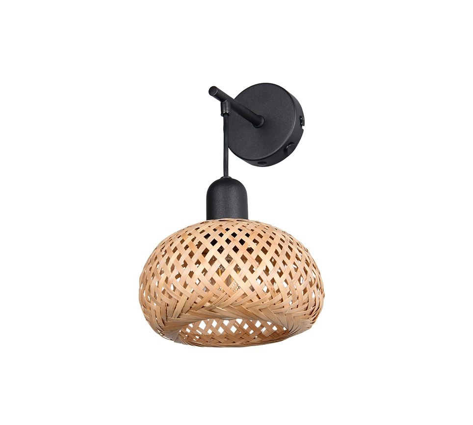 Applique, bambù e metallo nero, H 31 cm, Leonie