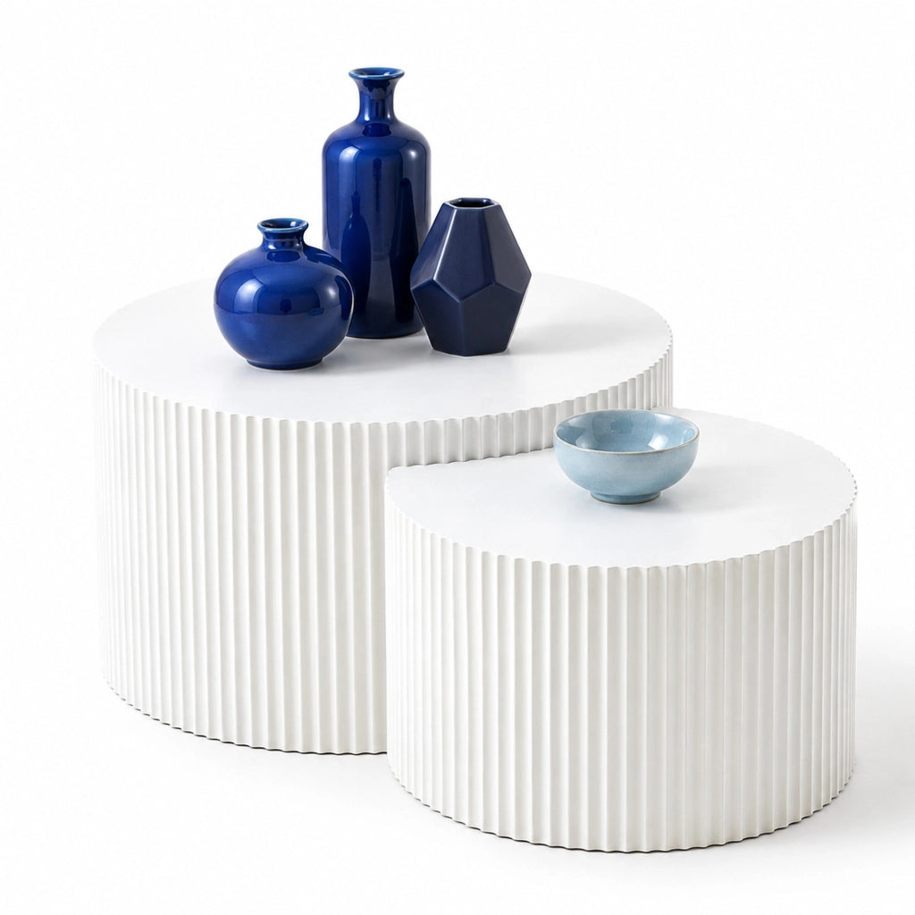 Set di 2 tavolini da caff¨¨ ?60/40 cm a incastro in MDF bianco