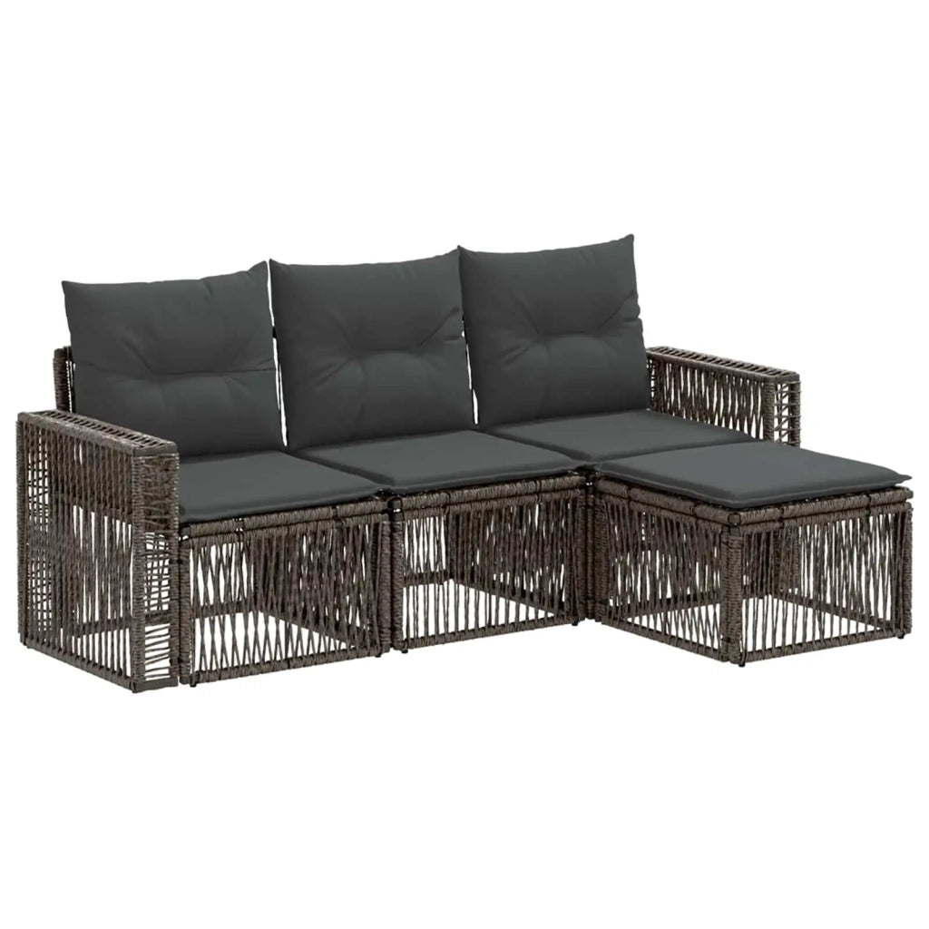 Set Divano da Giardino 4 pz Grigio e Grigio Scuro polyrattan 3435104