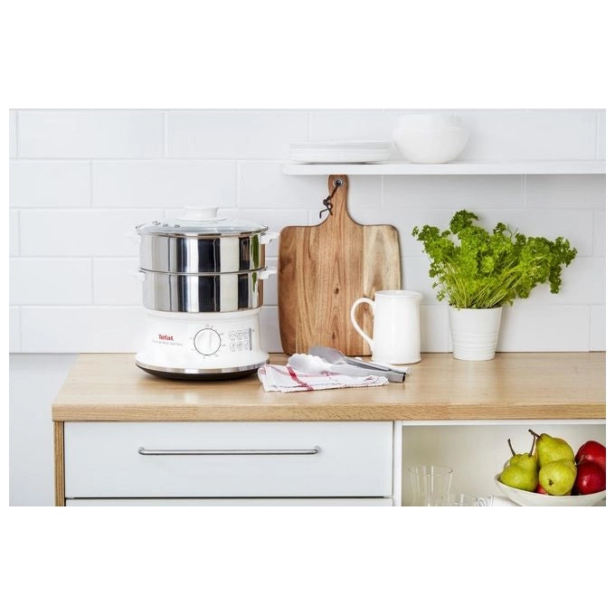 Tefal VC1451 pentola a vapore 2 cestello/i Superficie piana Acciaio inossidabile, Bianco