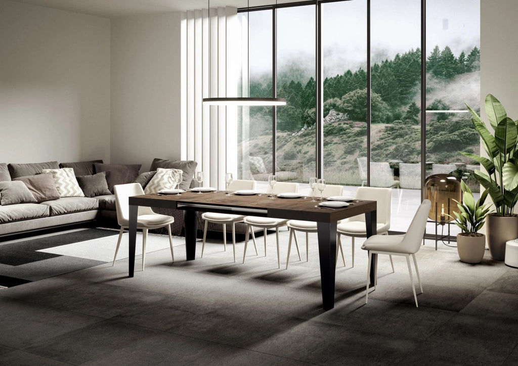 Tavolo Allungabile 120-224x90x77 cm Flame Noce Telaio Antracite