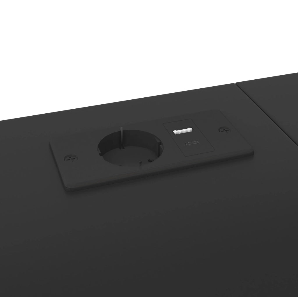Letto a soppalco ULEVR 90x200 cm con scrivania, scala con 4 vani, LED a 7 colori e USB, nero