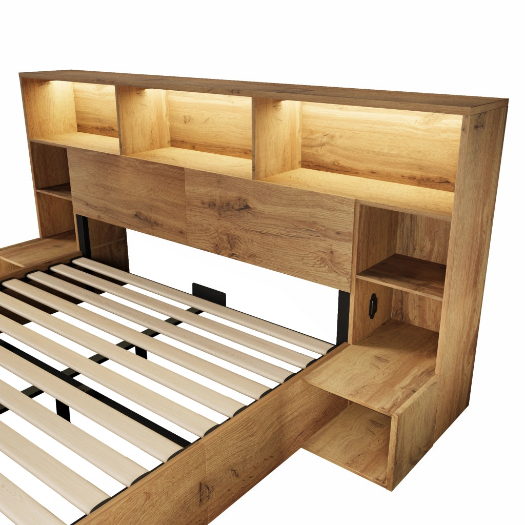 Letto Contenitore 160 x 200 cm; Letto Matrimoniale con USB; Type-C; LED e Comodini