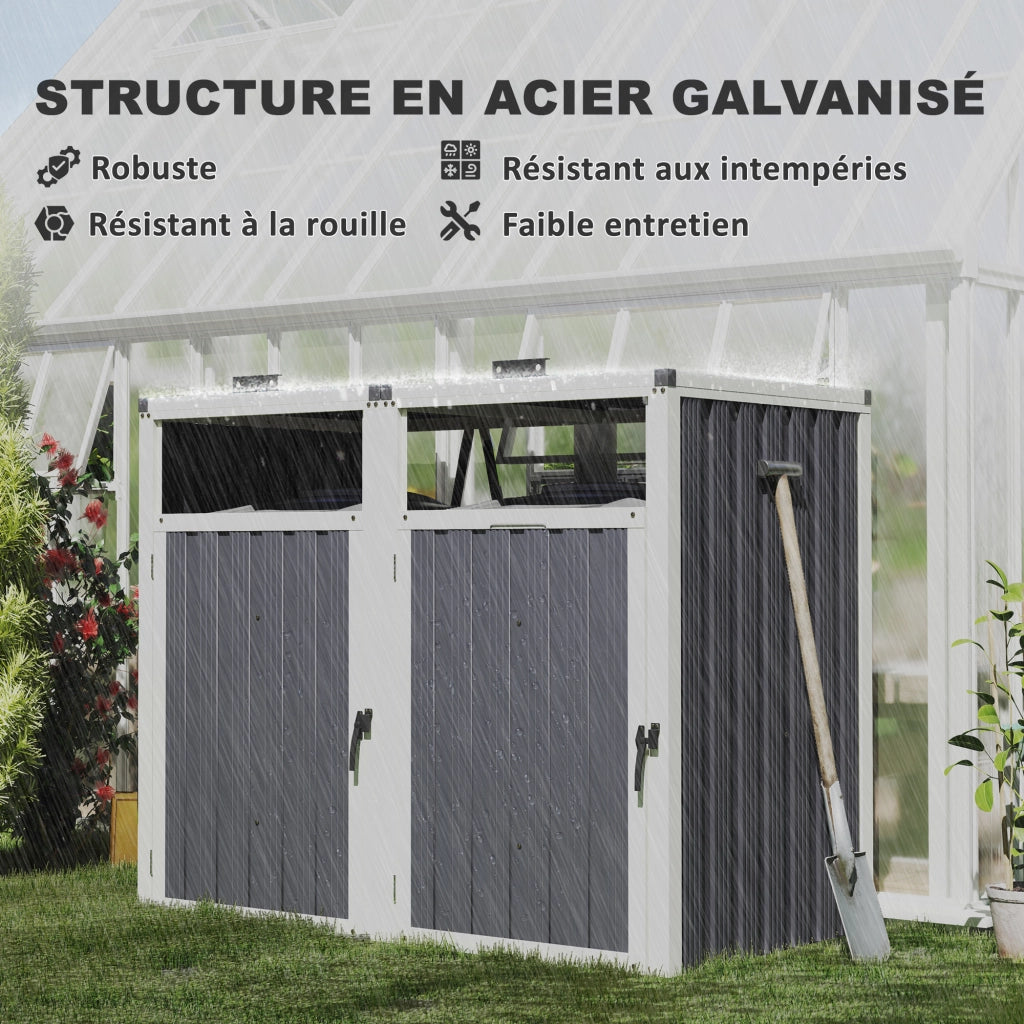 Copertura per bidoni spazzatura 240L ¨C Xylo ¨C acciaio galvanizzato grigio antracite 146x81x122cm