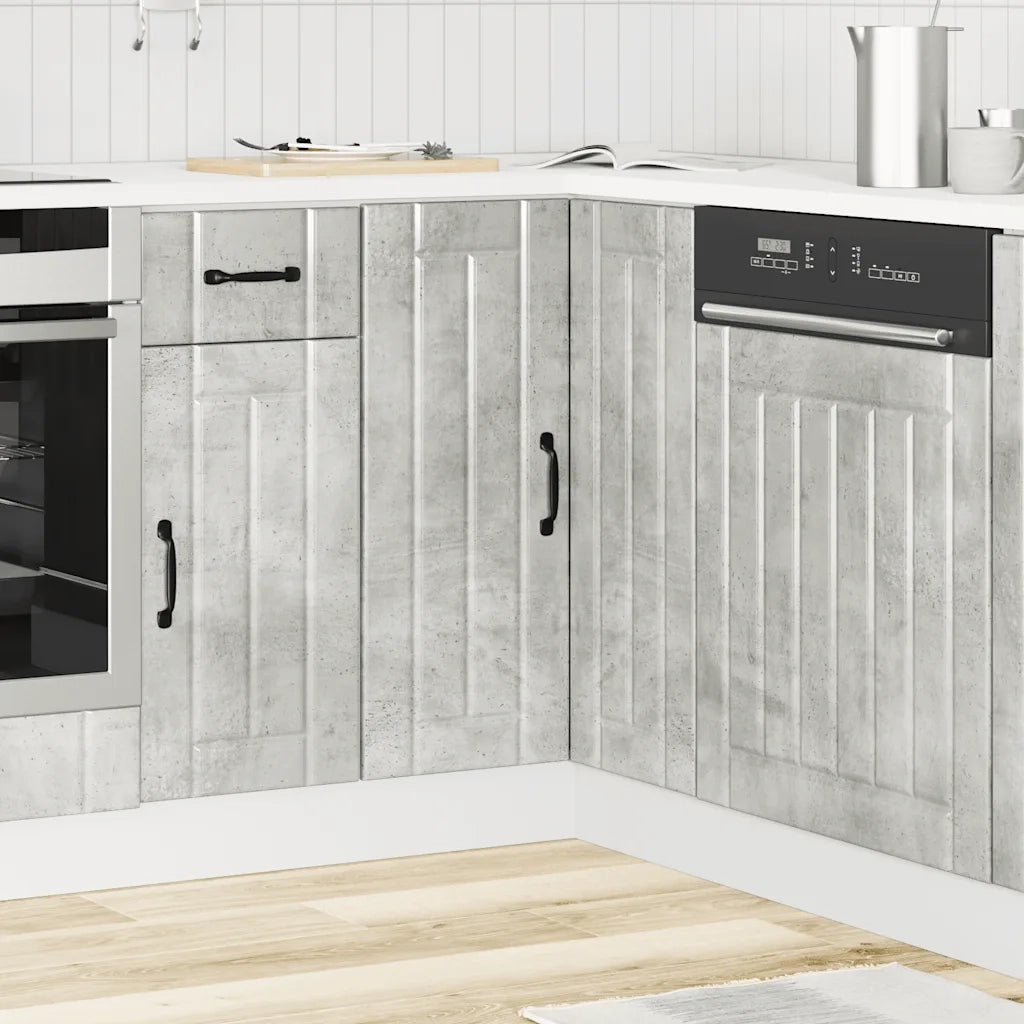 Pensile da cucina | Mobile Base ad Angolo Cucina Lucca Grigio Cemento in Truciolato
