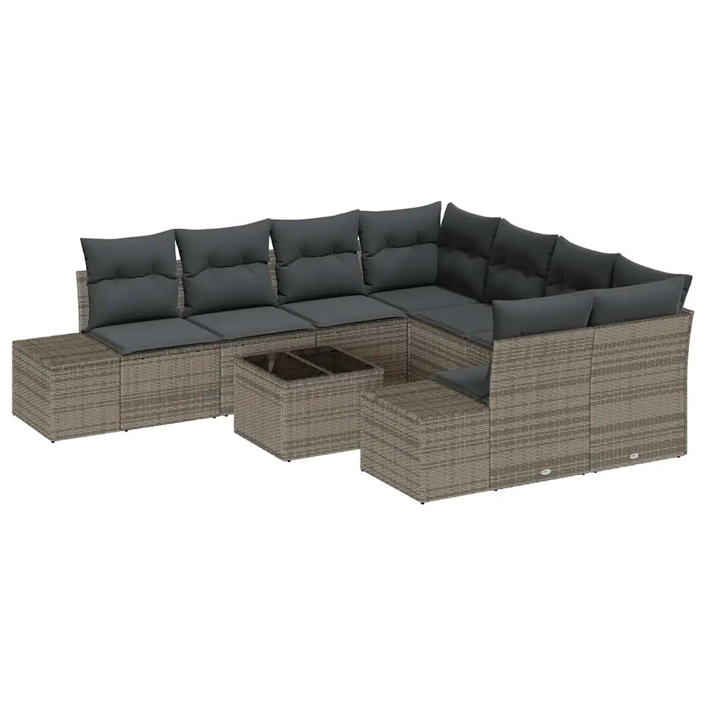 Set Divano da Giardino con cuscino 9 pcs Grigio polyrattan 3355668