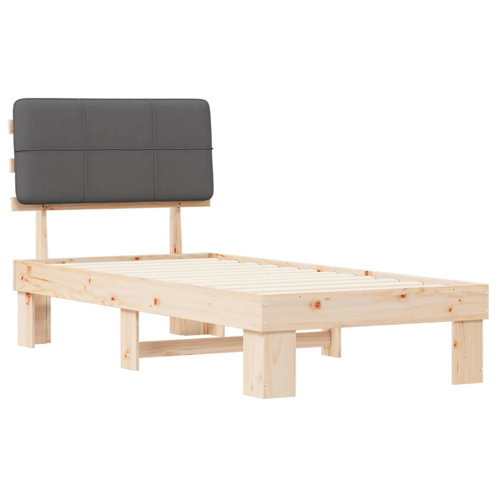 Letto con Testiera Rivestita Grigio scuro 90 x 190 cm 877455