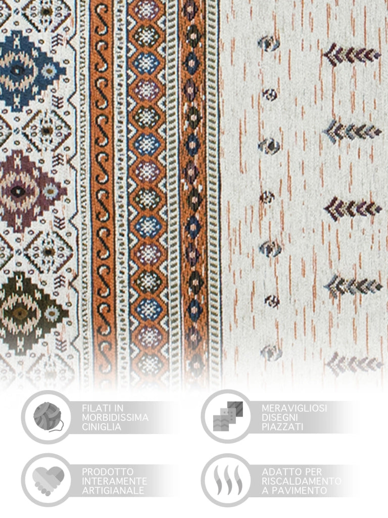 Tappeto Arredo Moderno Morbido in Ciniglia Ingresso Antiscivolo Prodotto Italiano  Soggiorno Camera Salotto Disegni Piazzati Cotone Varie Misure Grande Loom/Ruggine - 140x200 cm