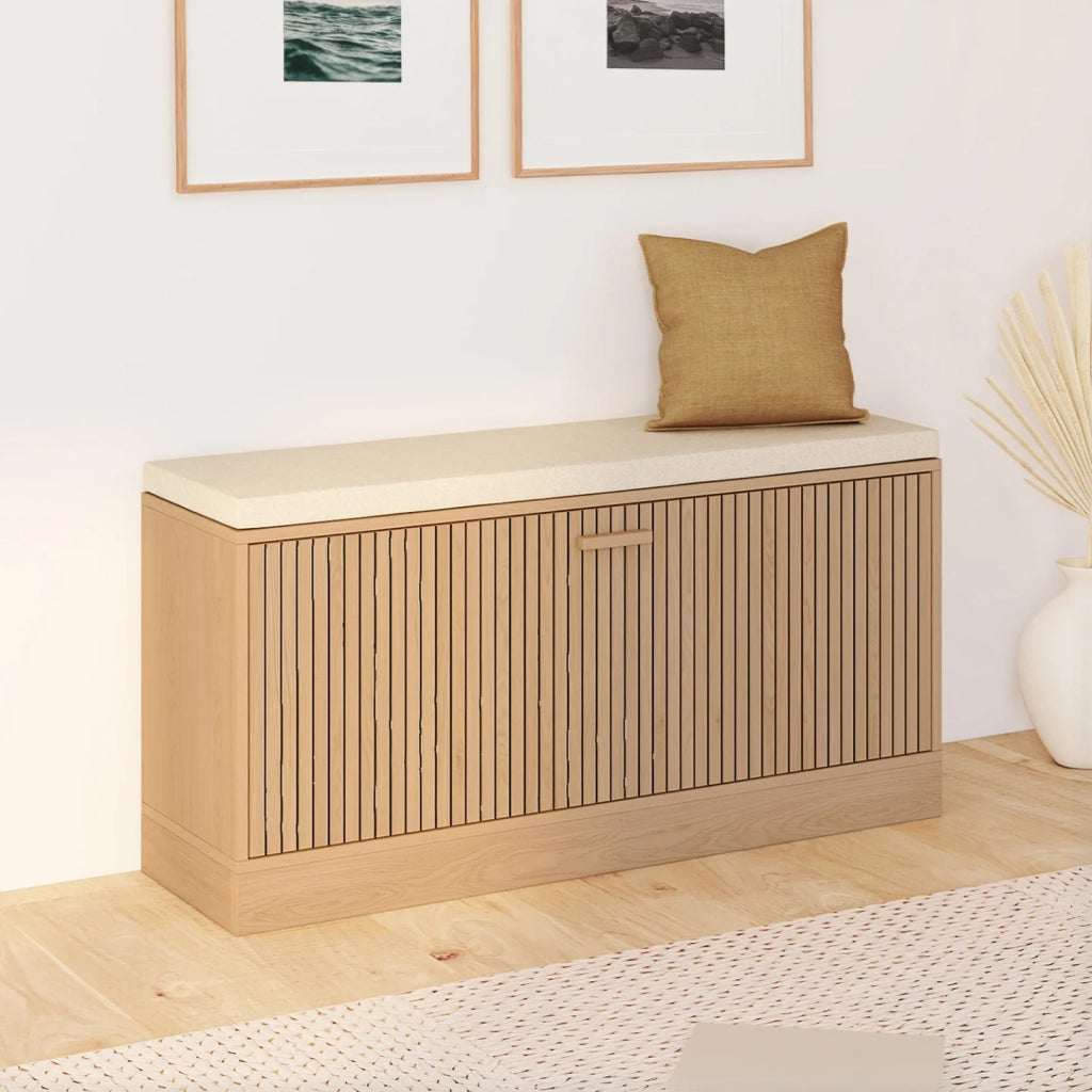 IDMarket - Panca da ingresso JULIETTE con doghe in legno colore rovere