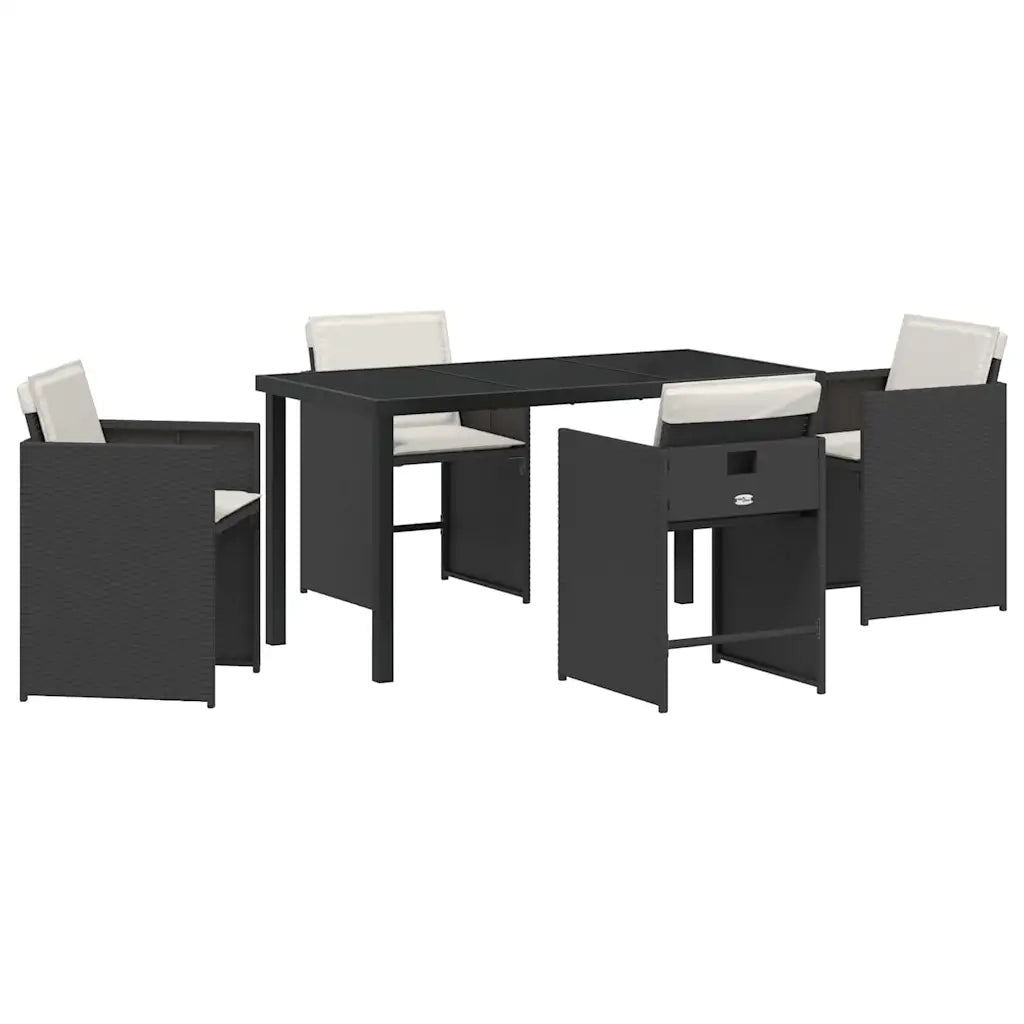 Set da Pranzo per Giardino 5 pcs Nero polyrattan 3380686
