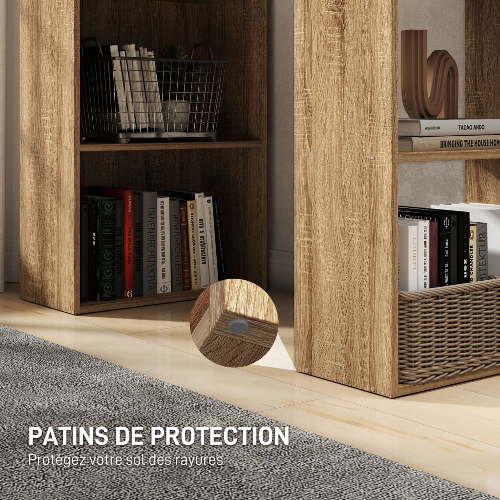 Scrivania angolare con libreria ¨C Xylo ¨C legno rovere, ripiani multipli per computer e stoccaggio