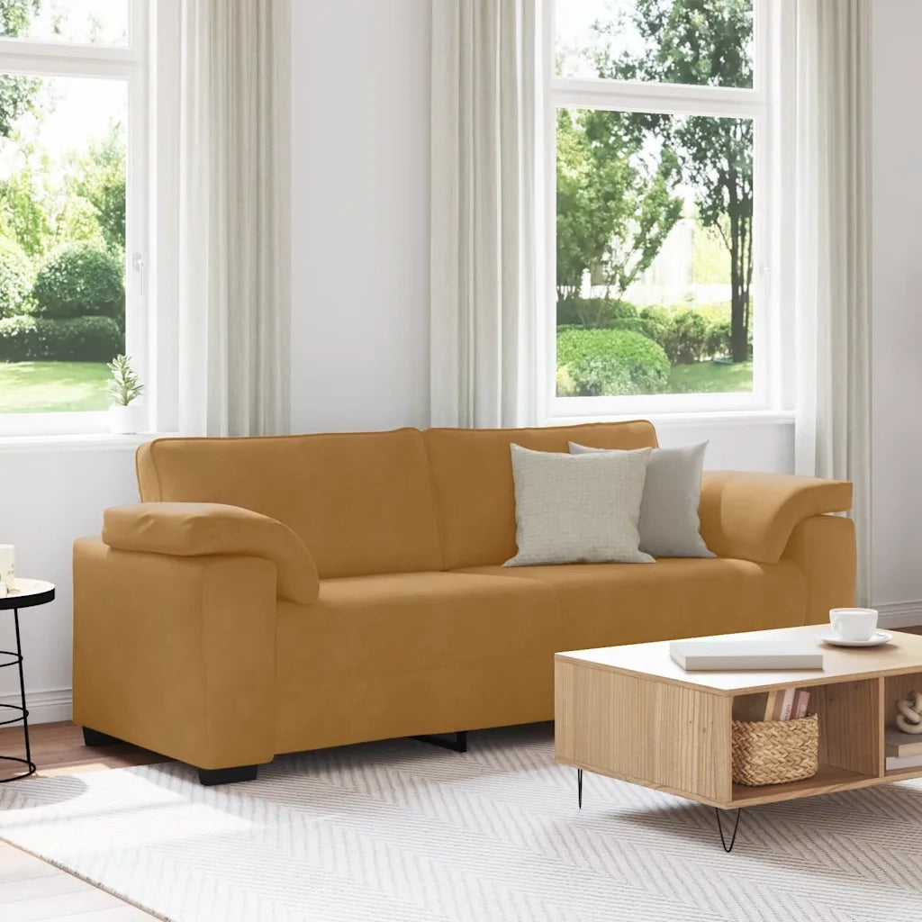 Divano a 3 Posti-Sofa 3 Posti Marrone 178 cm in Velluto