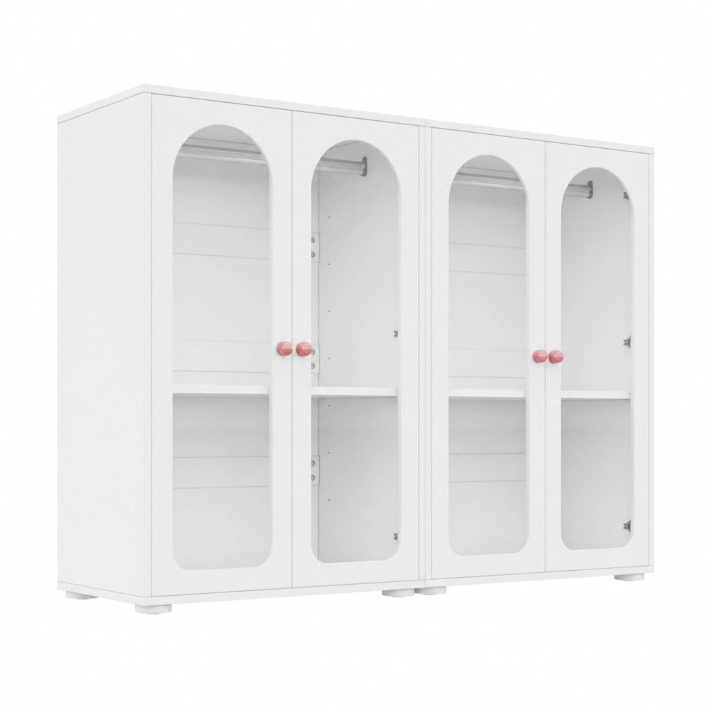 Armadi per bambini set di 2 con ante ad arco; ripiani regolabili; frontali in acrilico e MDF bianchi 160 × 50 × 120 cm
