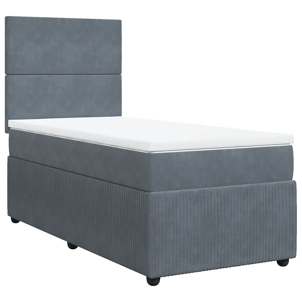 Giroletto a Molle con Materasso Grigio Scuro 100x200 cm Velluto