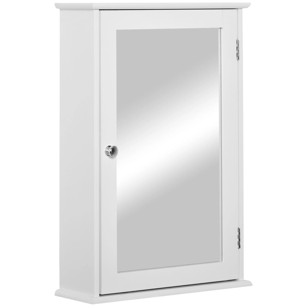 Mobiletto Bagno Pensile con Specchio e Anta Magnetica ¨C zephmum ¨C Bianco 41x14x60cm