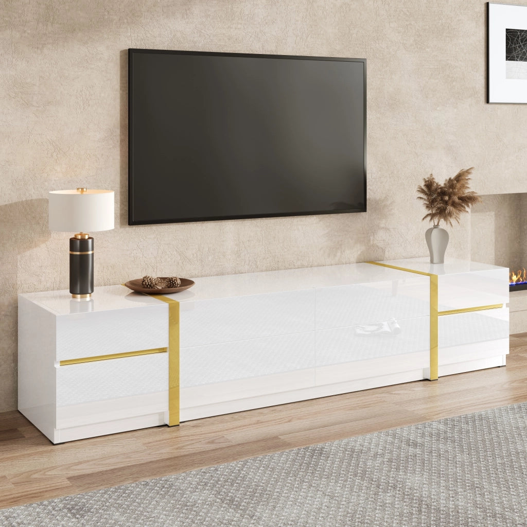 Cassettiera per TV bianca in MDF e truciolare lunghezza 180 cm