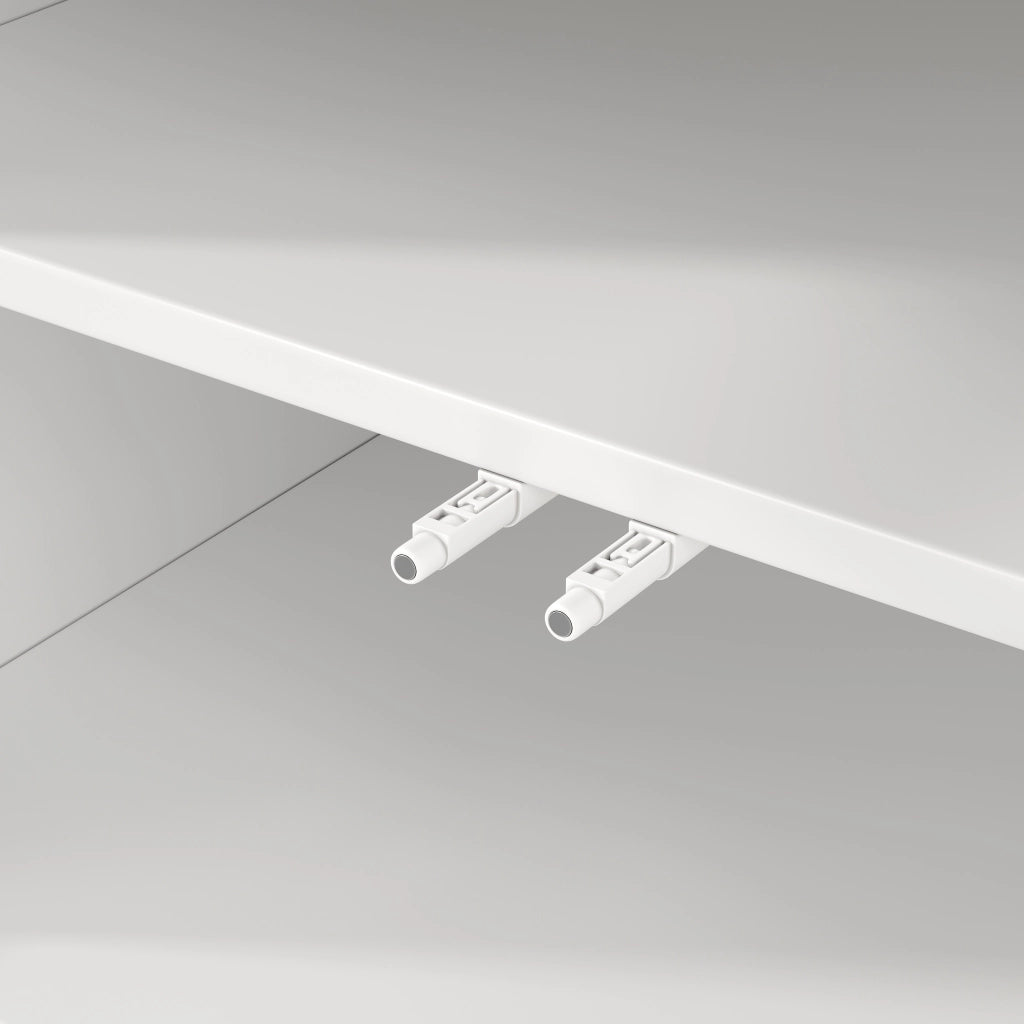 Isola da cucina allungabile con LED RGB; 3 cassetti e ante in vetro; piano in MDF bianco 120-200 × 40 × 75.5 cm