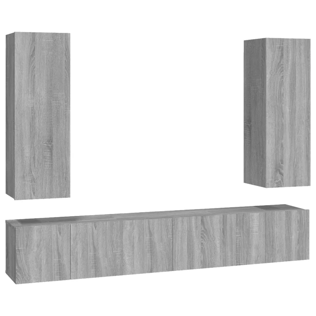 Set di Mobili Porta TV 5 pz Grigio Sonoma in Legno Multistrato 3120210