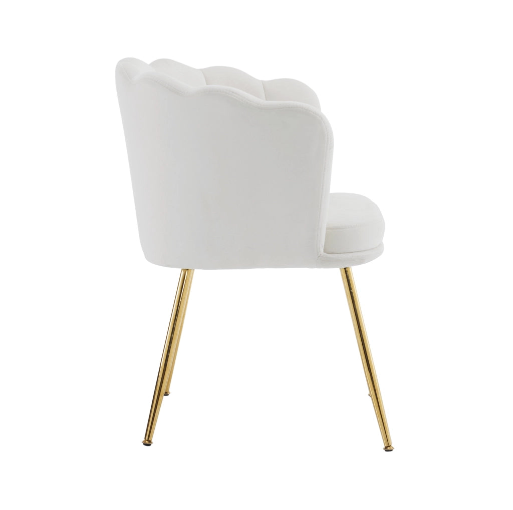 Set di 2 sedie a petalo con cuscini in velluto beige e gambe in metallo