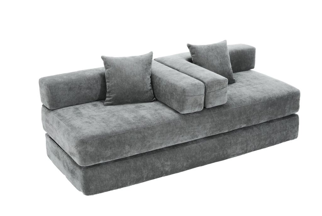 Modulo divano modulare in chenille grigio scuro; 198x79x60 cm