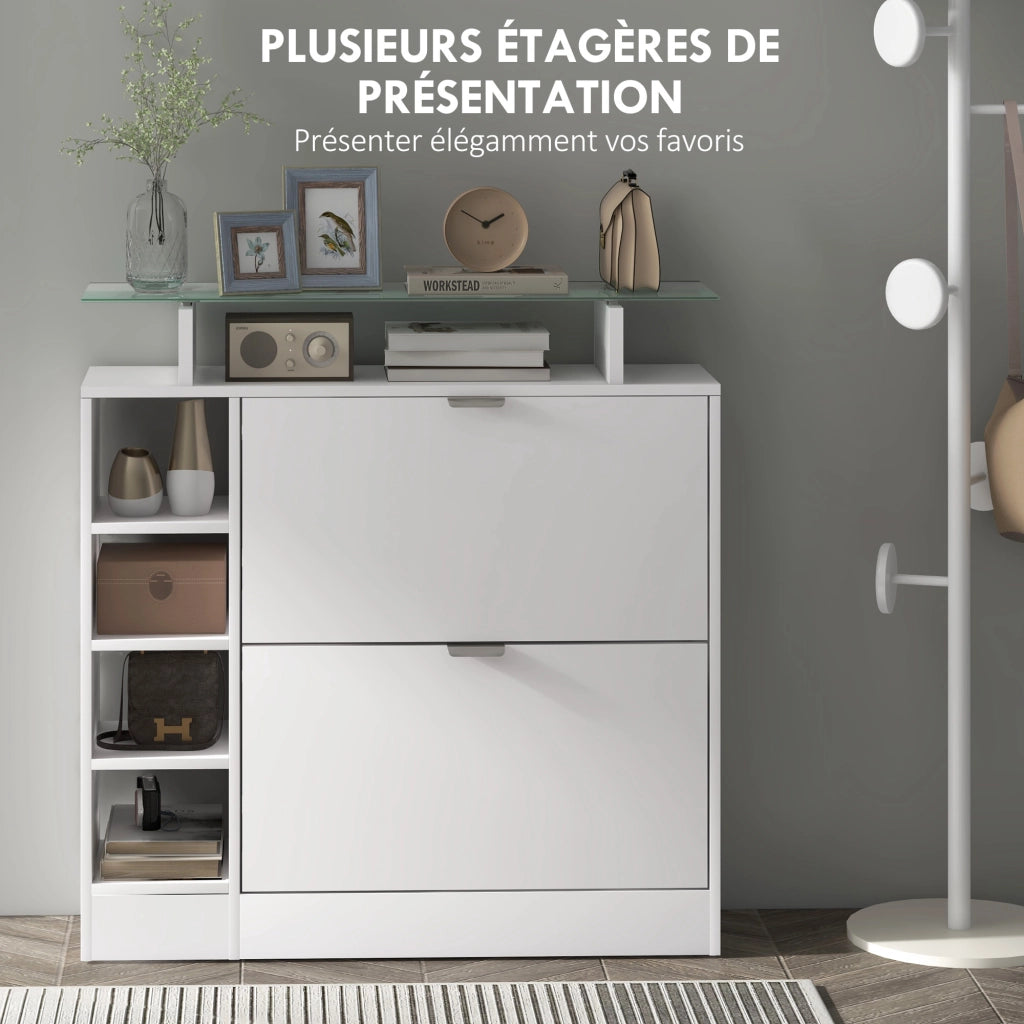 Scarpiera con cassetti e ripiani ¨C Minimal ¨C bianco, 89x25x92 cm