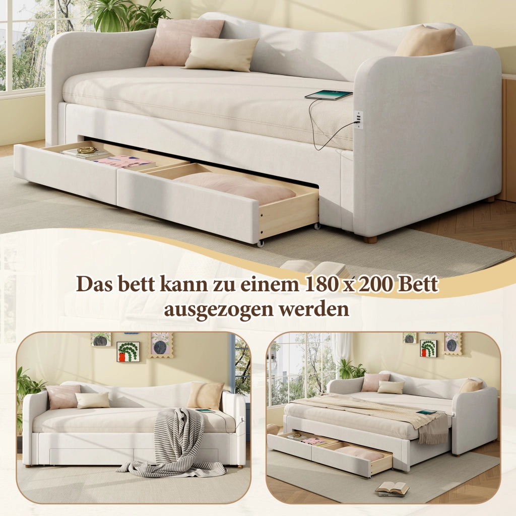 letto imbottito velluto beige 90 x 200 cm