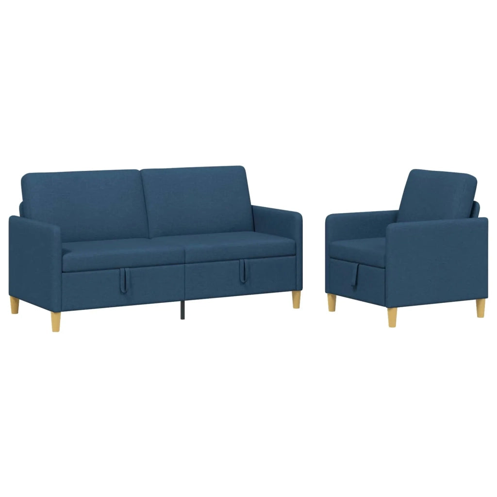 Set di Divani con Storage 2 pz Blu Poliestere 3429212