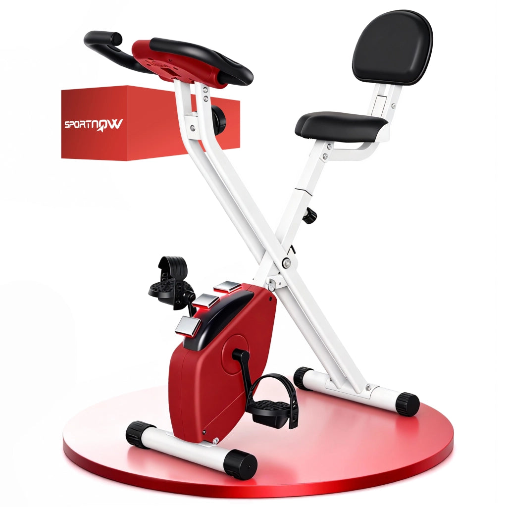 Cyclette con resistenza magnetica 8 livelli regolabile in altezza display LCD ¨C zephmum ¨C Rosso Bianco