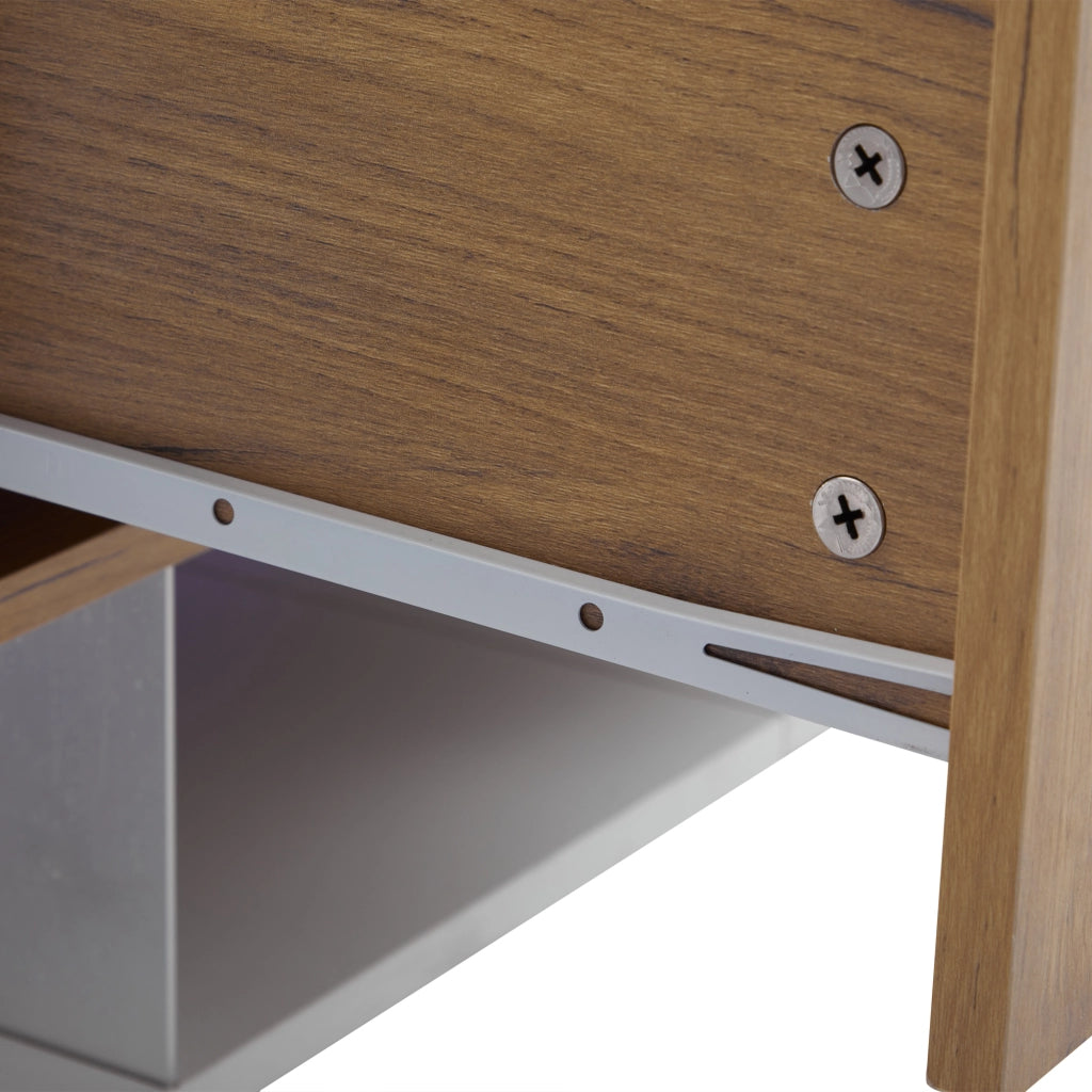 Mobile TV bianco e rovere naturale 160 cm con due cassetti