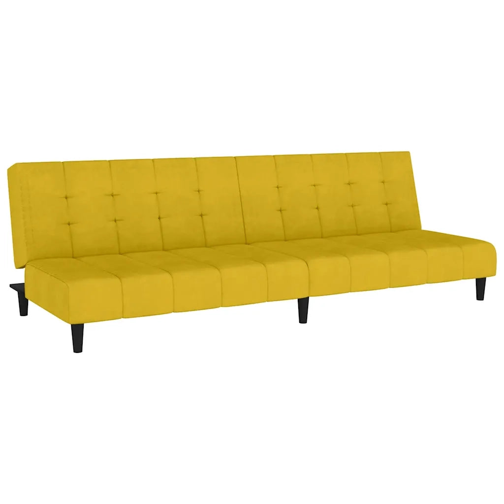 Divano Letto a 2 Posti Giallo in Velluto 375770