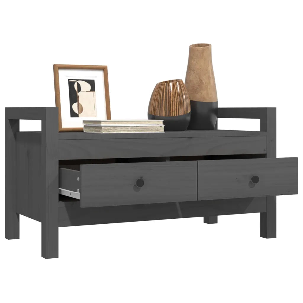 Panca da ingresso-Sgabello-Panca da Corridoio Grigio 80x40x43 cm in Legno Massello di Pino