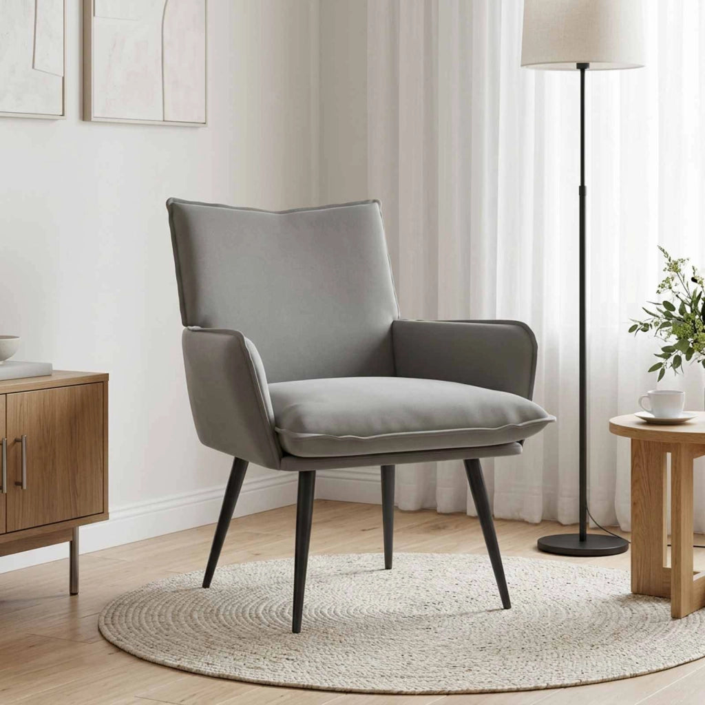 Poltrona Grigio Chiaro Velluto 42047723