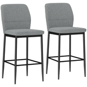 Sgabelli Bar Moderni in Velluto con Schienale e Poggiapiedi ¨C Zephmum ¨C Grigio 41x52x97 cm