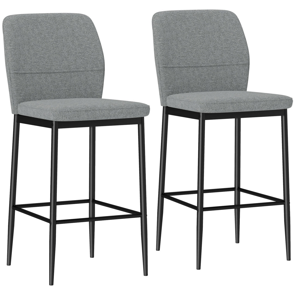 Sgabelli Bar Moderni in Velluto con Schienale e Poggiapiedi ¨C Zephmum ¨C Grigio 41x52x97 cm