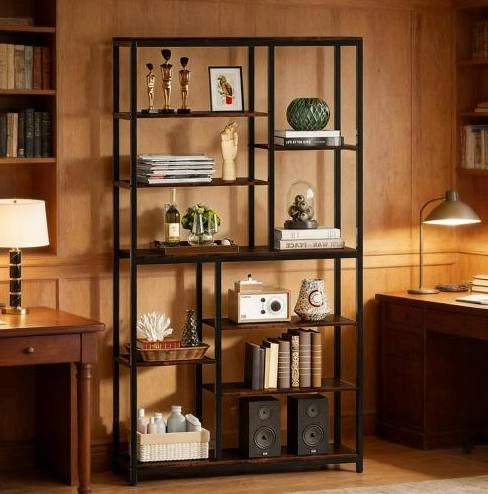 Libreria industriale 100x30x200 cm in metallo e legno