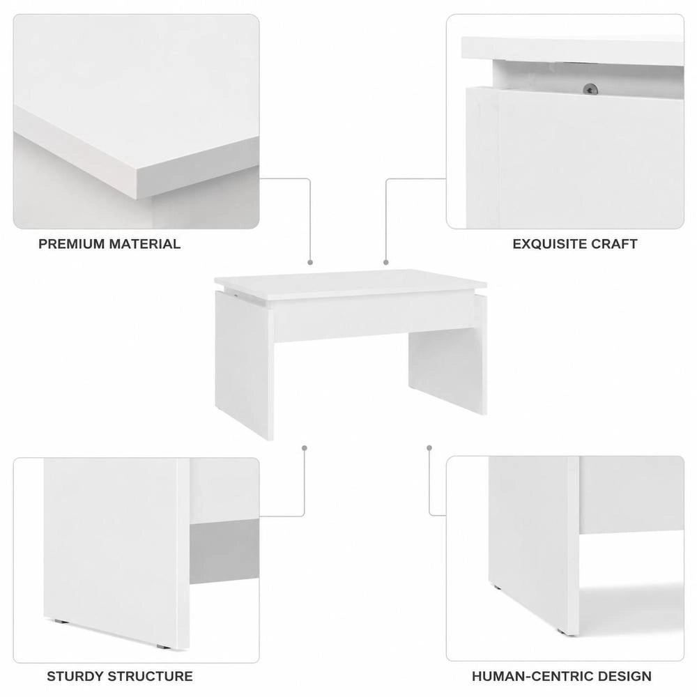 Coffee Table White 68x50x38 Cm Wood Material