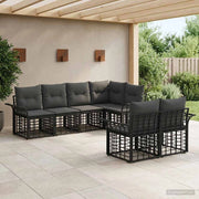 Set di divani da esterno 7 pz Nero e Grigio scuro Poliestere 3437727