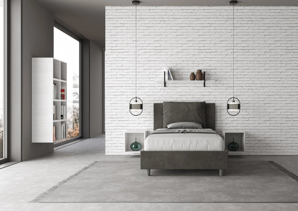 Letto 1 Piazza e Mezzo 130x210 cm con Rete Antea Grigio